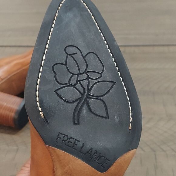 Free Lance Tan Leather Laceless Heeled Oxford Sz 38 - Picture 8 of 12